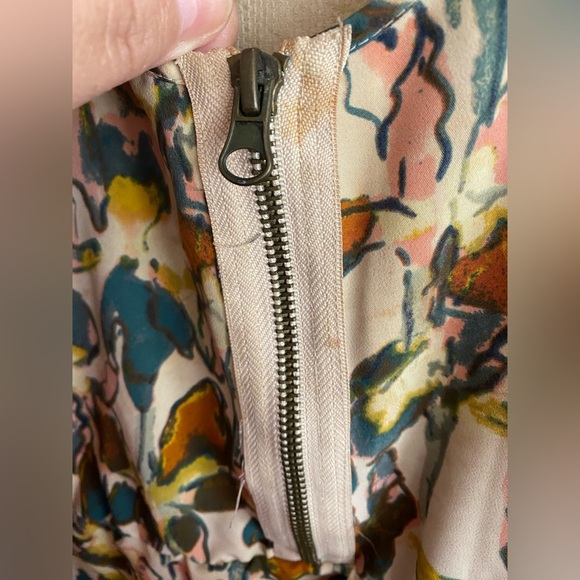 💥Kimchi Blue Floral Watercolor Print Back Lace Detail Women Dress M - Picture 10 of 10